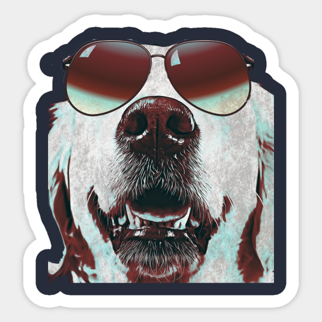 White dog wearing sunglasses Sticker by PersianFMts